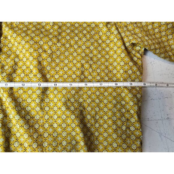 Richter Goods Mustard Yellow Band Collar Short Sleeve Pearl Snap Shirt - Size L - Picture 5 of 7